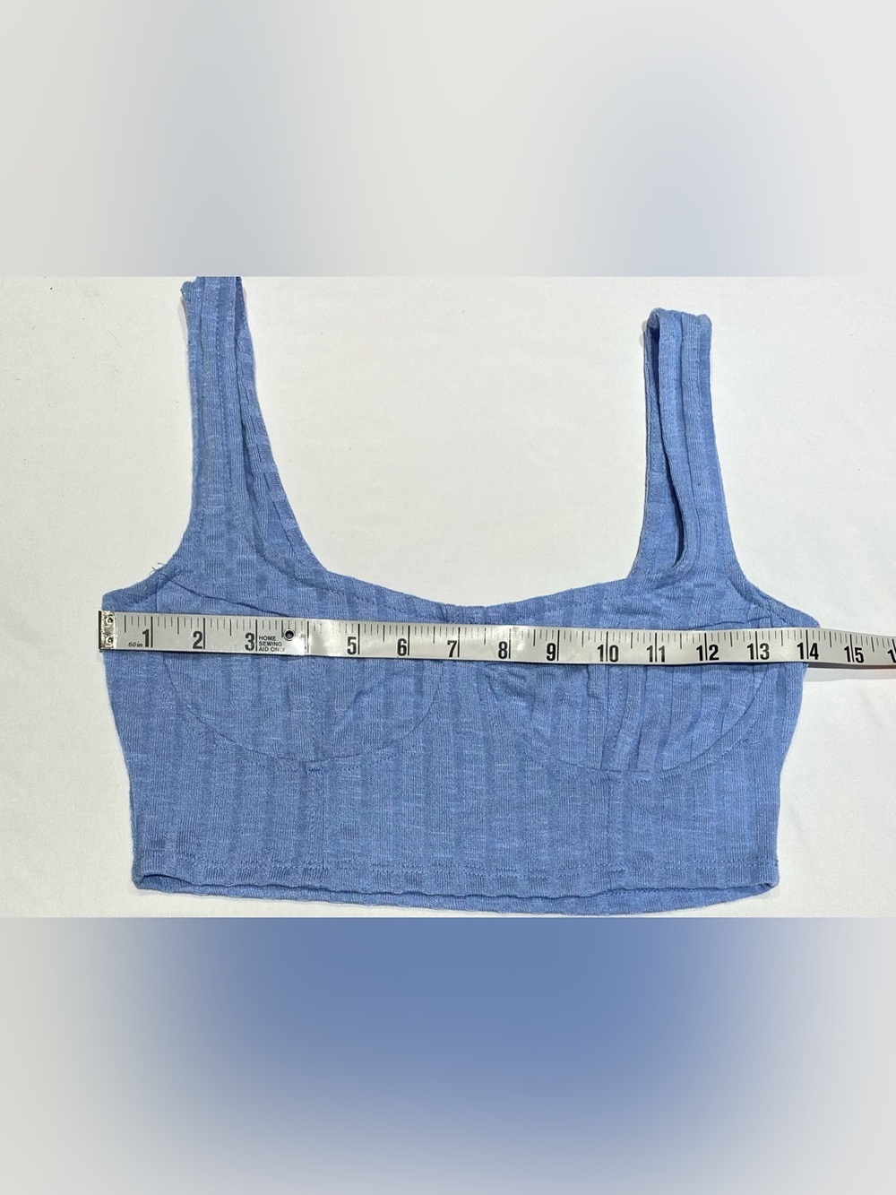 Almost Famous Light Blue Ribbed Crop Tank - Picture 4 of 5